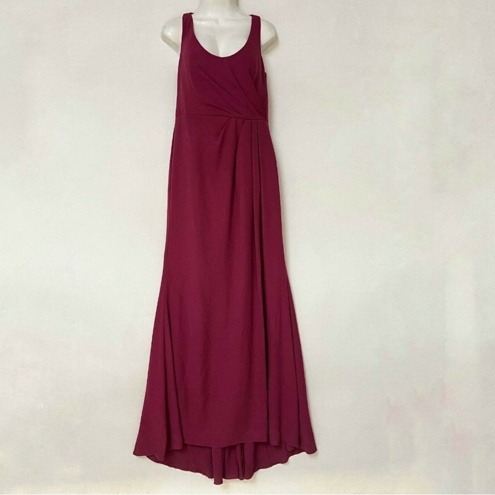 White by Vera Wang Burgundy Sleeveless Maxi Dress Draped Back Womens Size 8